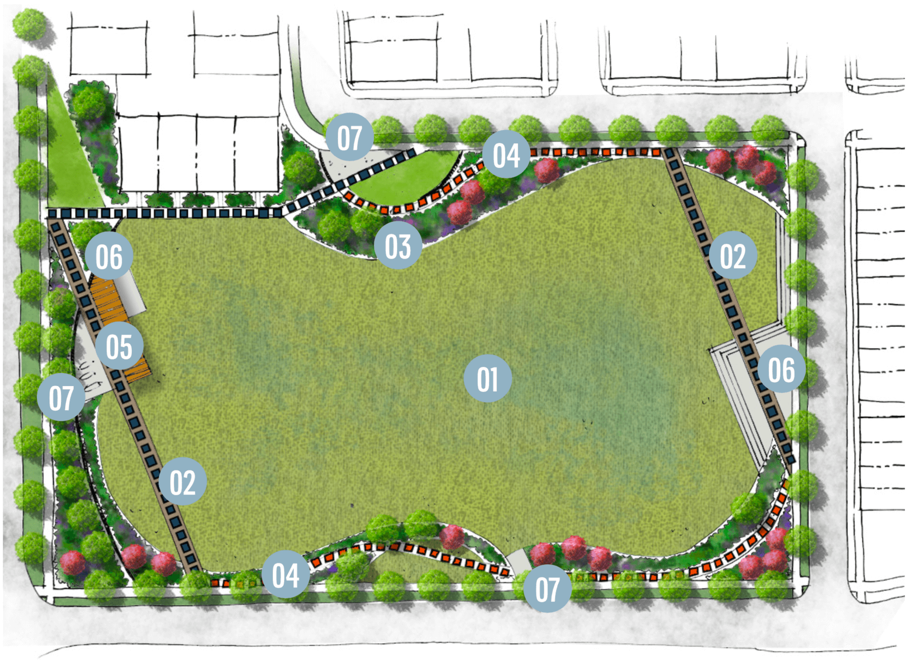 drawing of the meadow layout