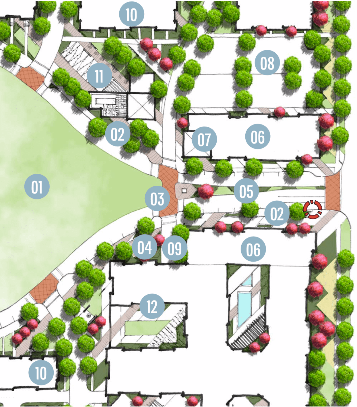 drawing of village center layout
